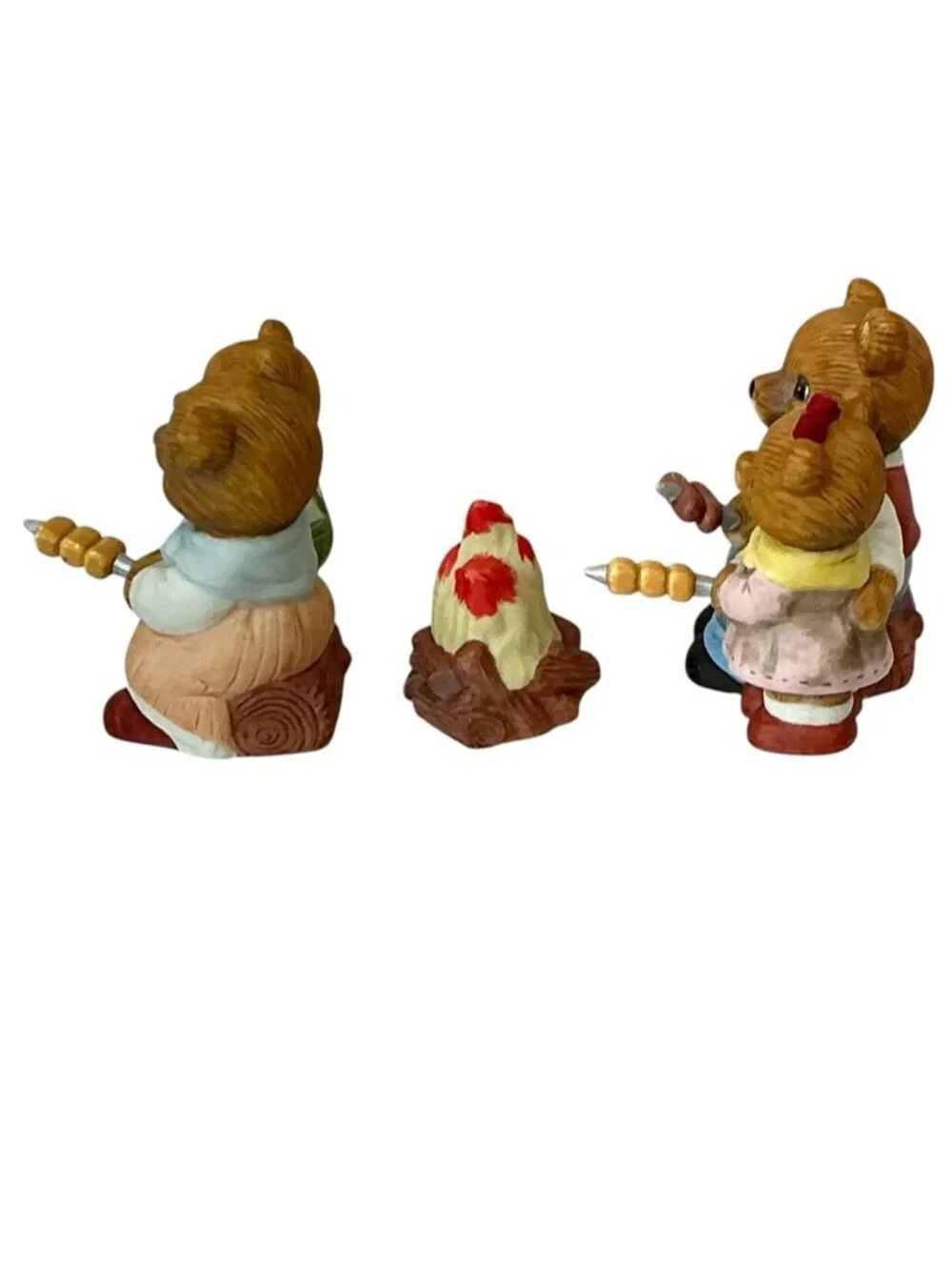 Vintage Campfire Bear Family #1446 Porcelain Hand Painted Figures 3 Piece Set